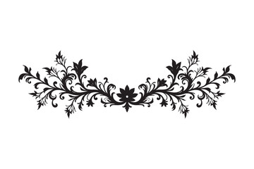 Fototapeta premium Vintage Ornamental Floral Divider Silhouette for Decor, Tattoos, and Design Projects