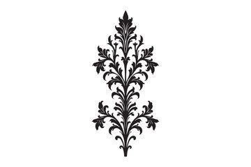 Baroque Damask Silhouette Vector Ornamental Vintage Leaf Design Element Clipart