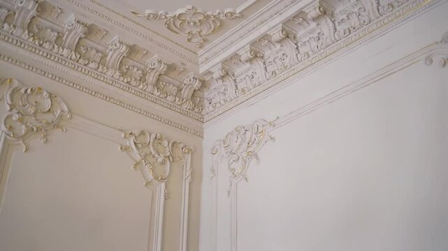 Elegant Interior With Decorative Plasterwork And Refined Aesthetics