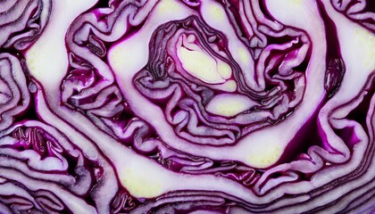 Obraz premium vibrant red cabbage a closeup macro photograph