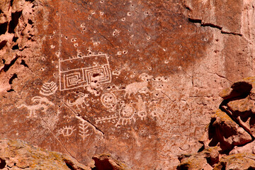 Petroglyphs on the cliff walls of Fremont Indian State Park in Utah