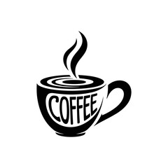 Coffee Cup Graphic: A steaming cup of coffee, its aroma swirling gently upwards, invites a moment of warmth and invigoration. The sleek, monochrome design, a celebration of simple, bold elegance.