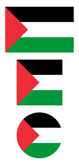 Palestine flag PNG vector. Palestine square and round icon isolated on transparent PNG background. Palestine flag icon.