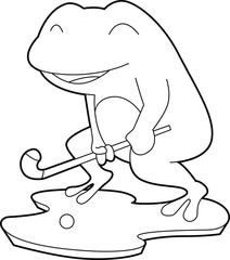 Frog Field hockey Hockey stick Animal Vector Graphic Art Illustration