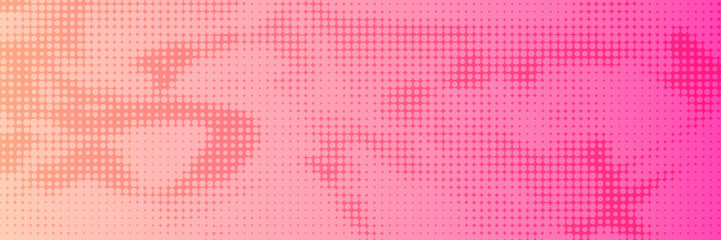 Pink orange polka dots gradient halftone background. Pop art cartoon dot texture with comic graphic design, Horizontal abstract pattern wall for cover digital technology
