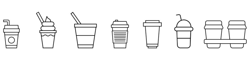 Coffee to go vector icon set.  Street coffee illustration sign collection. coffee logo. tea web icons.