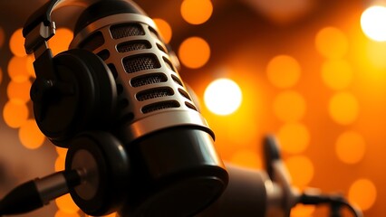 High-Quality Condenser Microphone on Dark Background