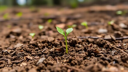 Seedling Emerging from Rich Earth — Macro Nature Shot