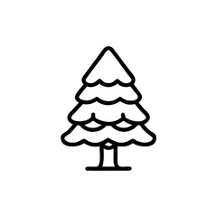 Simple Line Art Evergreen Tree Icon Illustration Handmade Design Element pine christmas