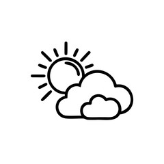 Line Sun and Clouds Icon Simple Weather Symbol Handmade Graphic Design Element vector