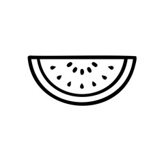Line Drawing of Watermelon Slice Seeds Summer Fruit Icon vector