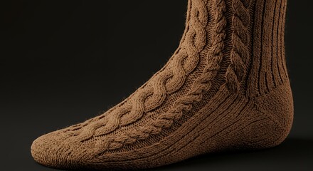 Luxurious Brown Cable Knit Sock: A Detailed Close-Up