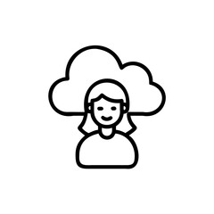 Lineart Illustration Woman Cloud Happy Smiling Icon Avatar Profile Picture Handmade