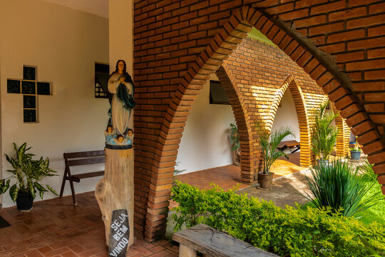 Architectural details of the garden of the Maria Immaculate Monastery, in the city of Marilia, Sao Paulo. Religious Order of the Poor Clare Sisters of the Catholic Church