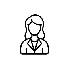 Outline Icon Woman Long Hair Jacket Avatar Profile Picture female girl