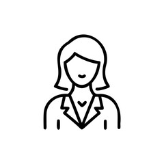 Outline Icon Woman Short Hair Business Suit Jacket female girl