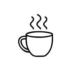 Simple Line Drawing Hot Coffee Cup Steam Mug Beverage Icon vector