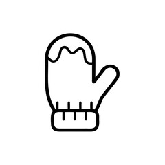 Single Outline Winter Mitten Icon Handmade Knitted Warm Cozy Glove Design Element
