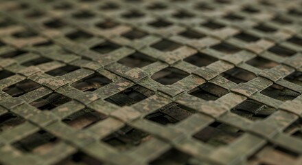 Close-up of a Camouflaged Interwoven Grid Pattern Material