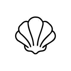 Simple Line Art Seashell Icon Graphic Design Element Ocean Theme Handmade Illustration