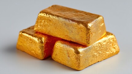 Gold Bullion Bars on White Surface