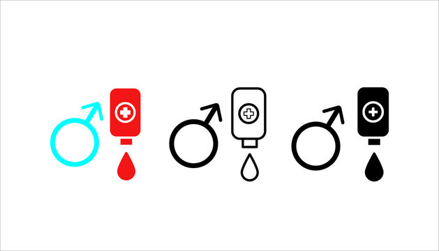 Blood donation, icon set. World Blood Donor Day concept. Male and female volunteers donate blood while sitting on a hospital medical chair with medical staff
