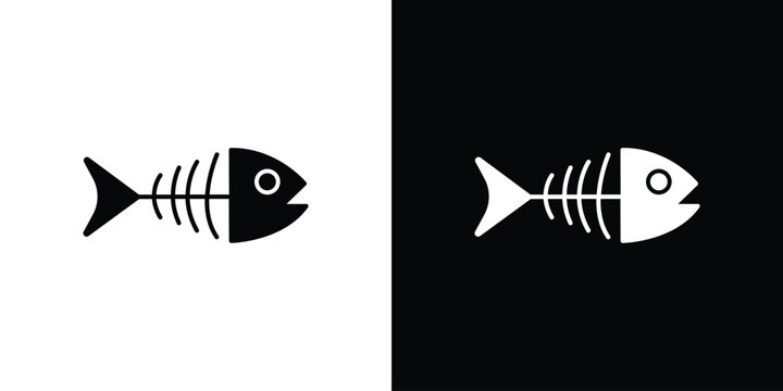 Fish bone icon of a flat style vector