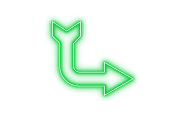 Green bright glowing neon arrow sign with 3d design pointing right on transparent background light symbol electric glow element isolated direction pointer graphic illustration © SharminAkter