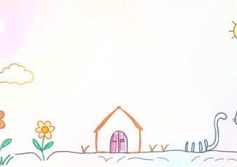 house with flowers and butterflies