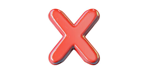 Fototapeta premium Red 3D Glossy X Symbol. Represents Error, Rejection, Or Incorrect Choice Isolated On Transparent Background