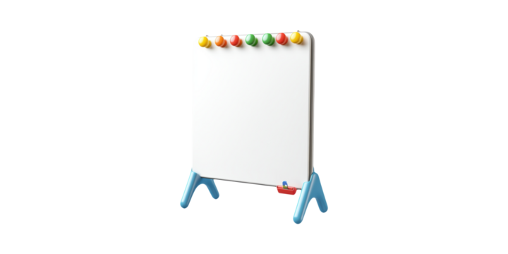 Children'S Magnetic Whiteboard With Colorful Magnets. Educational Tool For Learning And Creativity Isolated On Transparent Background