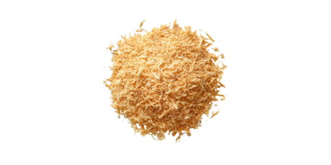 Pile Of Wood Shavings. Natural Material For Crafting And Pet Bedding Isolated On Transparent Background