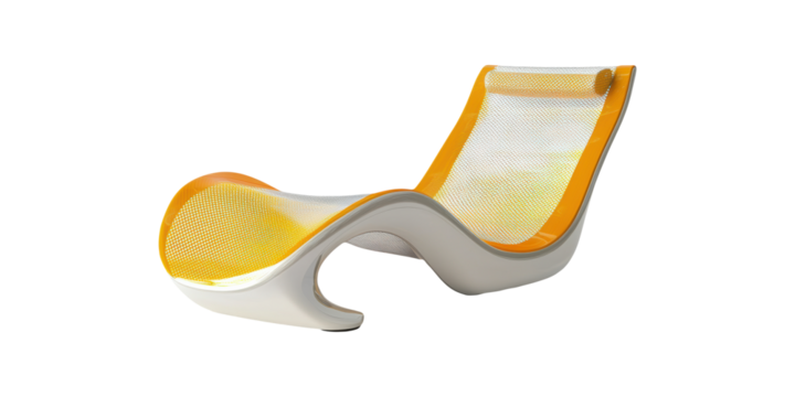 Modern Curved Lounge Chair With Mesh Design. Contemporary Furniture For Stylish Interiors Isolated On Transparent Background - Powered by Adobe