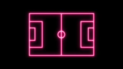 Neon Football Field icon animation, sports stadium icon, world football.