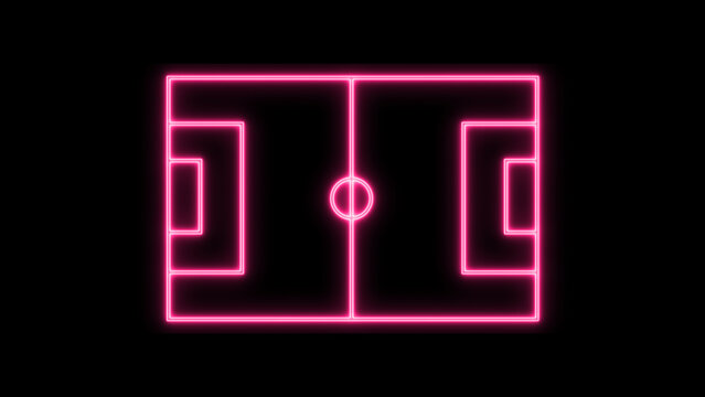 Neon Football Field icon animation, sports stadium icon, world football. - Powered by Adobe
