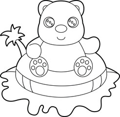 Bear Summer Lifebuoy Animal Vector Graphic Art Illustration
