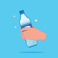 handheld plastic water bottle, healthy blue drinking water packed in standard 600ml capacity