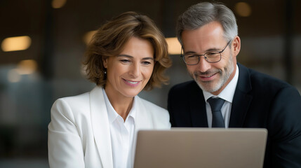 Obraz premium Professional Business Partners Analyzing Finances Together