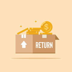 gold coins, cardboard with stacks of coins resulting from increased investment. bullish economy