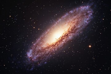 Fototapeta premium Red spiral galaxy rotating slowly in the vast universe, Red spiral galaxy in the universe rotating slowly, the Milky Way in space