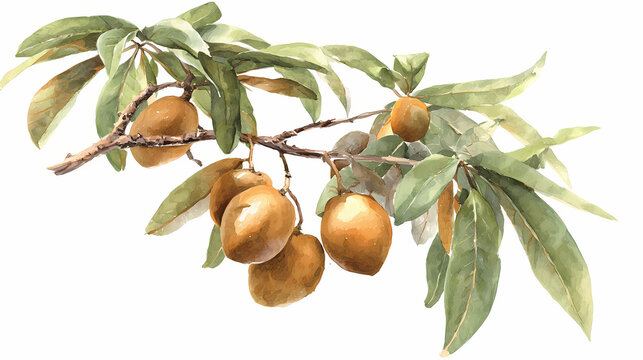 Sapodilla Tree (Chikoo) &ndash; Evergreen Fruit Tree with Oval Leaves and Brown Fruits