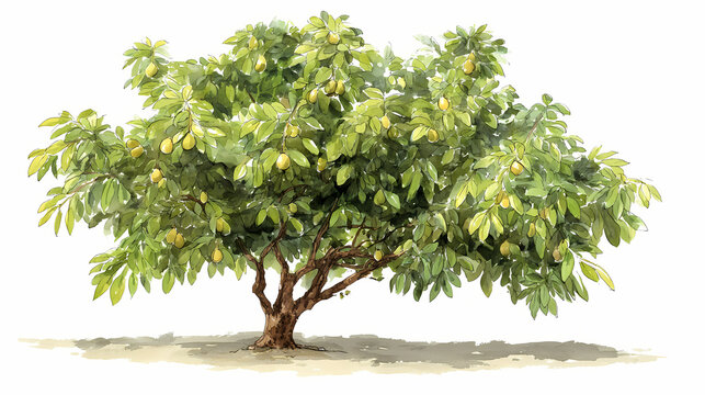 Sapodilla Tree (Chikoo) &ndash; Evergreen Fruit Tree with Oval Leaves and Brown Fruits