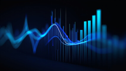 Fototapeta premium Abstract visualization of data trends business growth chart and analytics