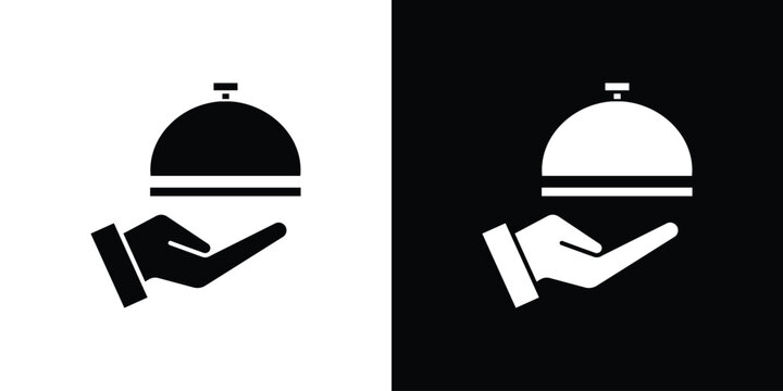 Hand holding tray icon of a flat style vector