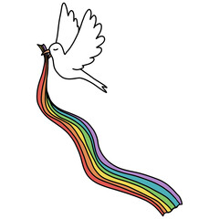 Bird with rainbow ribbon, Clipart PNG © Zico.Pencil 