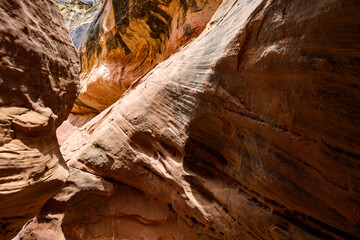 Eroded by water and wind cliffs in the canyon, Little Wild Horse Canyon, San Rafael Swell, Utah