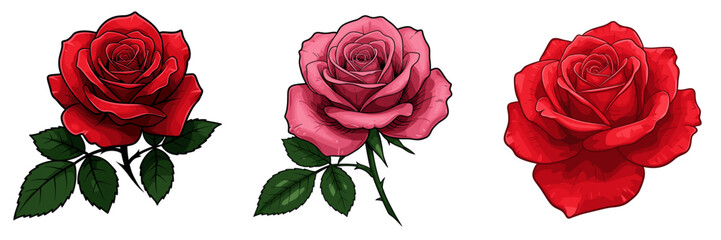 Naklejka premium Elegant rose illustration vector on white background