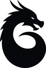 Silhouette Dragon mythical beast elegant symbol Vector Illustration