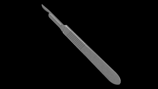 Surgical Scalpel Tool Close-up, Detailed View of Medical Instrument with Sharp Blade