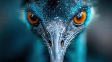 An artistic close-up of a bird featuring vibrant colors and intricate details, highlighting its captivating eyes and textures, celebrating the beauty and diversity of avian wildlife.